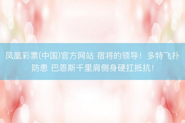 凤凰彩票(中国)官方网站 宿将的领导！多特飞扑防患 巴恩斯千里肩侧身硬扛抵抗！