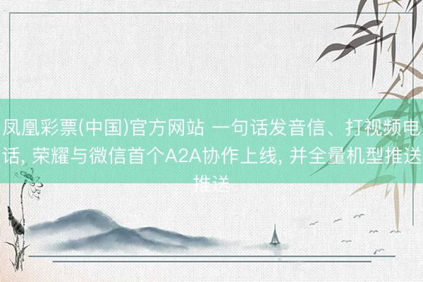 凤凰彩票(中国)官方网站 一句话发音信、打视频电话， 荣耀与微信首个A2A协作上线， 并全量机型推送
