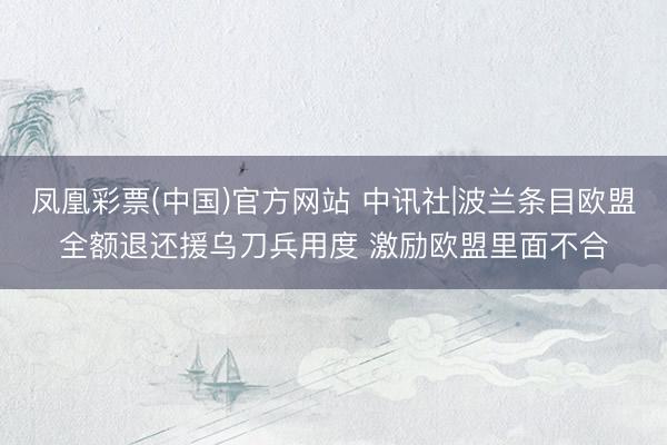 凤凰彩票(中国)官方网站 中讯社|波兰条目欧盟全额退还援乌刀兵用度 激励欧盟里面不合