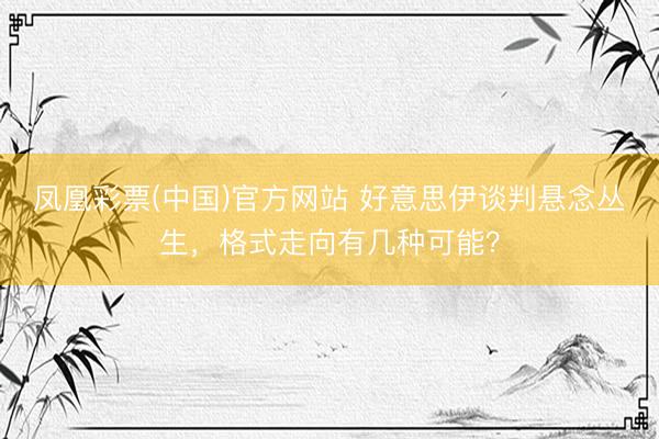 凤凰彩票(中国)官方网站 好意思伊谈判悬念丛生，格式走向有几种可能？