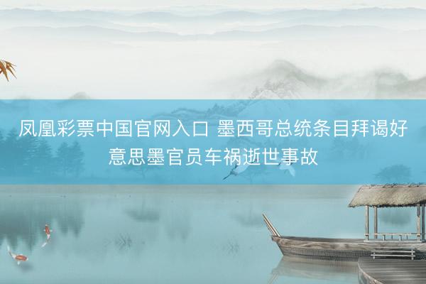 凤凰彩票中国官网入口 墨西哥总统条目拜谒好意思墨官员车祸逝世事故